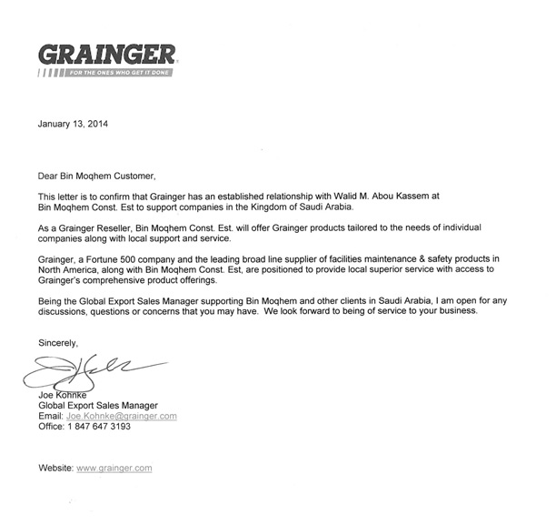 Grainger Certificate